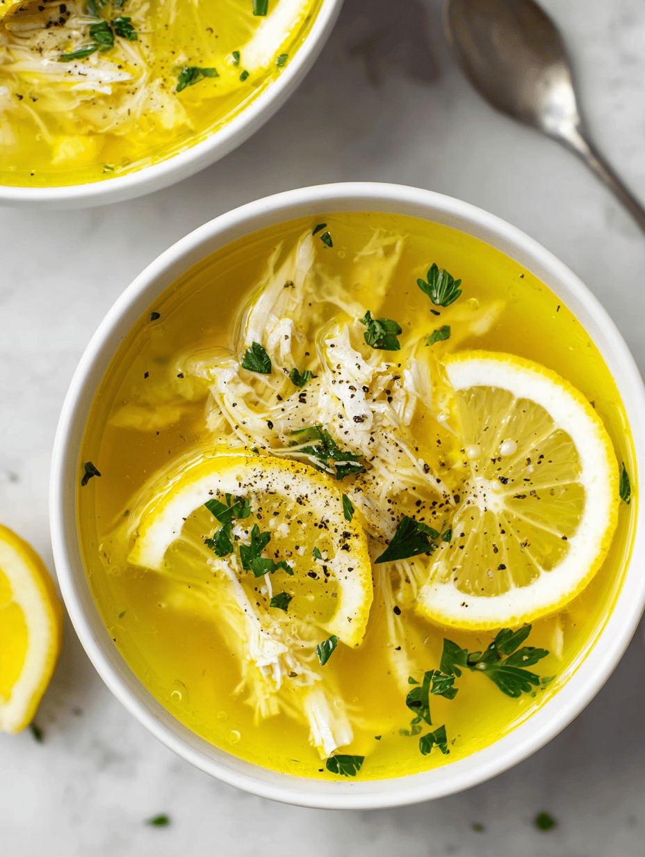 A Cozy Chicken Soup with a Twist of Lemon and Herbs